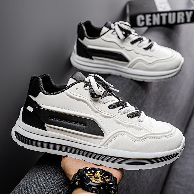 Men's Spring 2025 Breathable Casual Sneakers - Non-Slip Soft Sole, White Trendy Dad Shoes