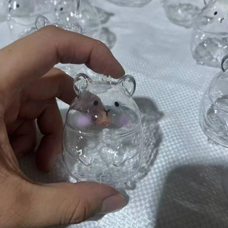 1/2Pcs Pet Fur Keepsake Capsule Keychain Cute Hamster Shape Transparent Hamster Fur Storage Box Hair Storage Pendant