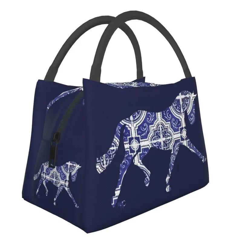 Poster Moară de Vânt Vintage Albastru Delft Olandez Genți de Prânz Izolate pentru Muncă Birou Răcitor Impermeabil Cutie de Prânz Termică Femei