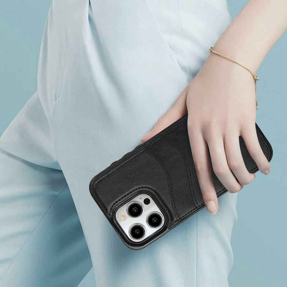iPhone Leather Card Slot Case: Fits iPhone 16, 17 Pro; Anti-Drop & Sticker Design for iPhones 11 to 15, 12 to 14, and 78 Models.