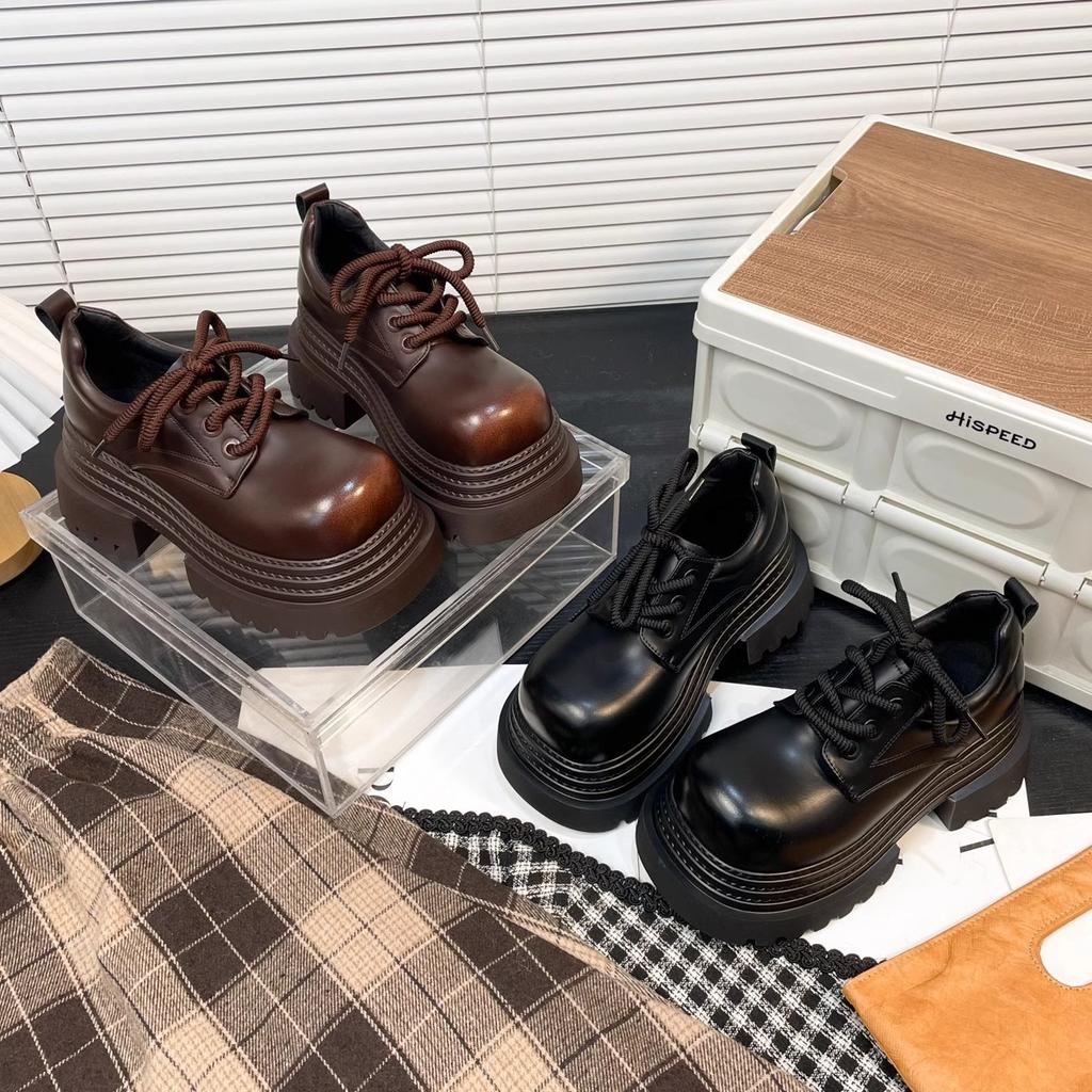 2025 Spring Women JK Mary Jane Shoes Fashion Lace Up Shoes Vintage Platform Elegant Thick Heel Shoes