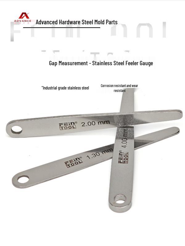 Metric High-Precision Stainless Steel Feeler Gauge, 0.01-6mm, Single Piece Gap and Thickness Measurement Tool.