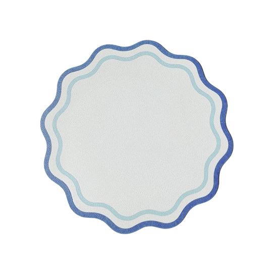 Faux Leather Scalloped Placemat Heat-Resistant Non-slip Heat Insulation Waterproof Dining Table