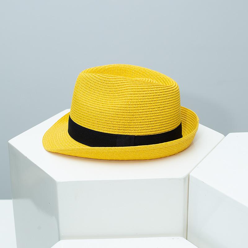 Spring Summer New Fedora Hat for Men Women, British Style Jazz Cap, Outdoor Travel Sun Protection Straw Hat