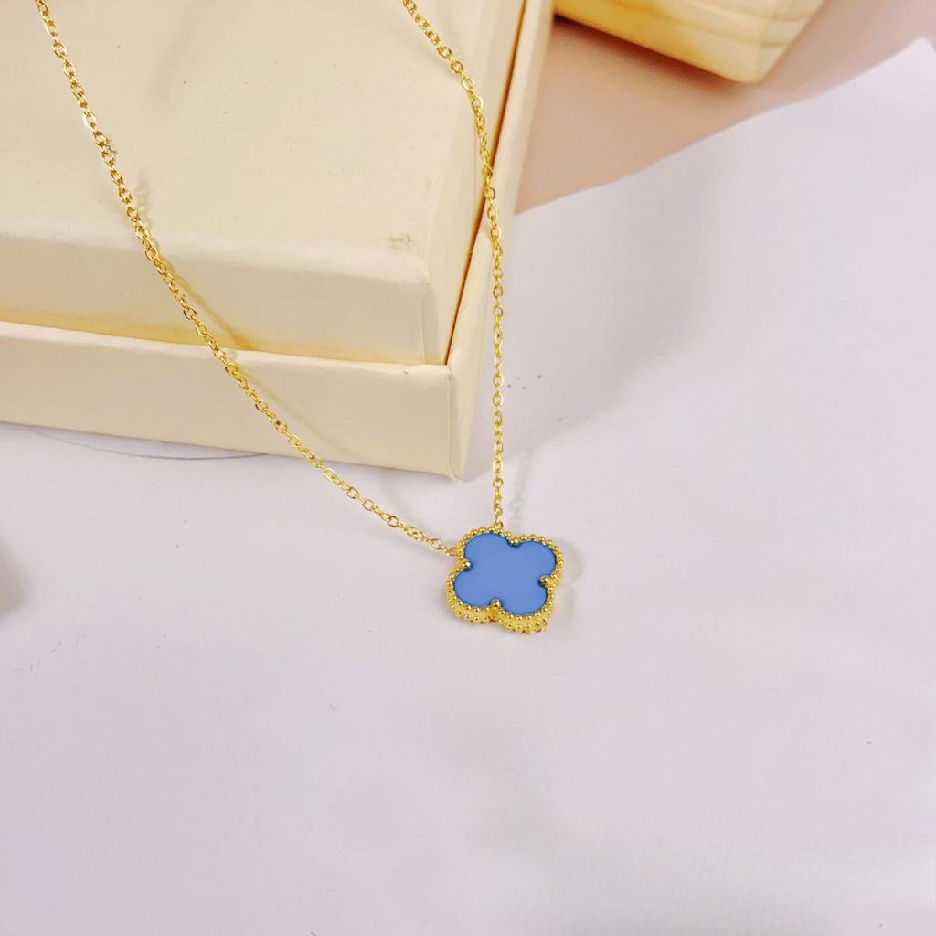 Colier 15mm Trifoi cu Patru Foi Norocos Față-verso Nu se Decolorează Bijuterii de Modă