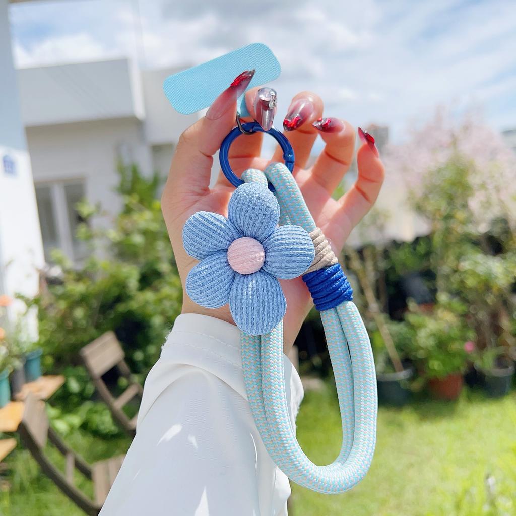 Korea Y2k Ctue Flower Candy Color Phone Lanyard Simplicity Short Phone Strap Pearl Style Phone Chain Bracelet Phone Accessories