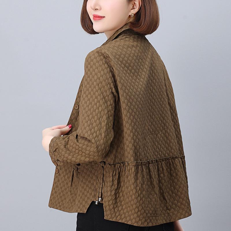 Damska koszula casual z długim rękawem na wiosnę i jesień 2024: Luźny krój, modna i elegancka bluzka petite