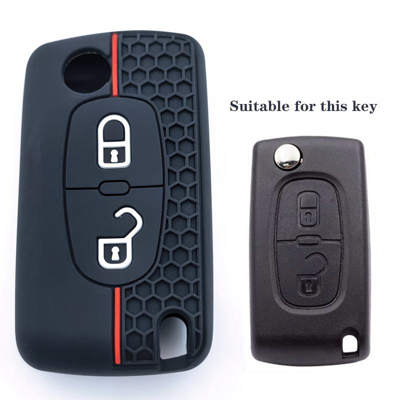 

For Citroen C2 C3 C4 C5 C6 Xsara Berlingo For Peugeot 207 307 308 407 607 807 Silicone Car Key Case Cover Keychain Fob Shell