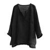 Men Shirt Loose Pullover V Neck Vintage Solid Color Keep Trendy Chinese Style Plus Size Mid Length Men Top for Daily Wear