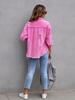 Women's Solid Color Ripped Denim Shirt - Long Sleeve, Loose Fit Bestseller
