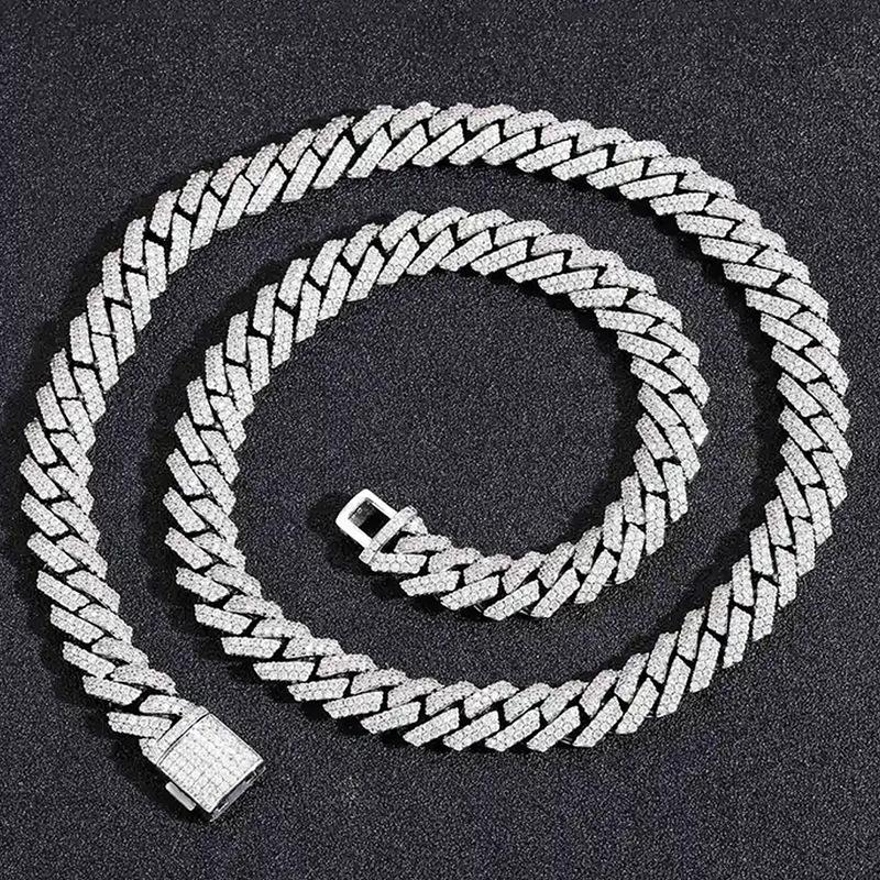 Cuban Chain Hip Hop Men's and Women's Necklace European and American Hot Selling Diamond Double Row Zircon Chain Flap Buckle Accessories