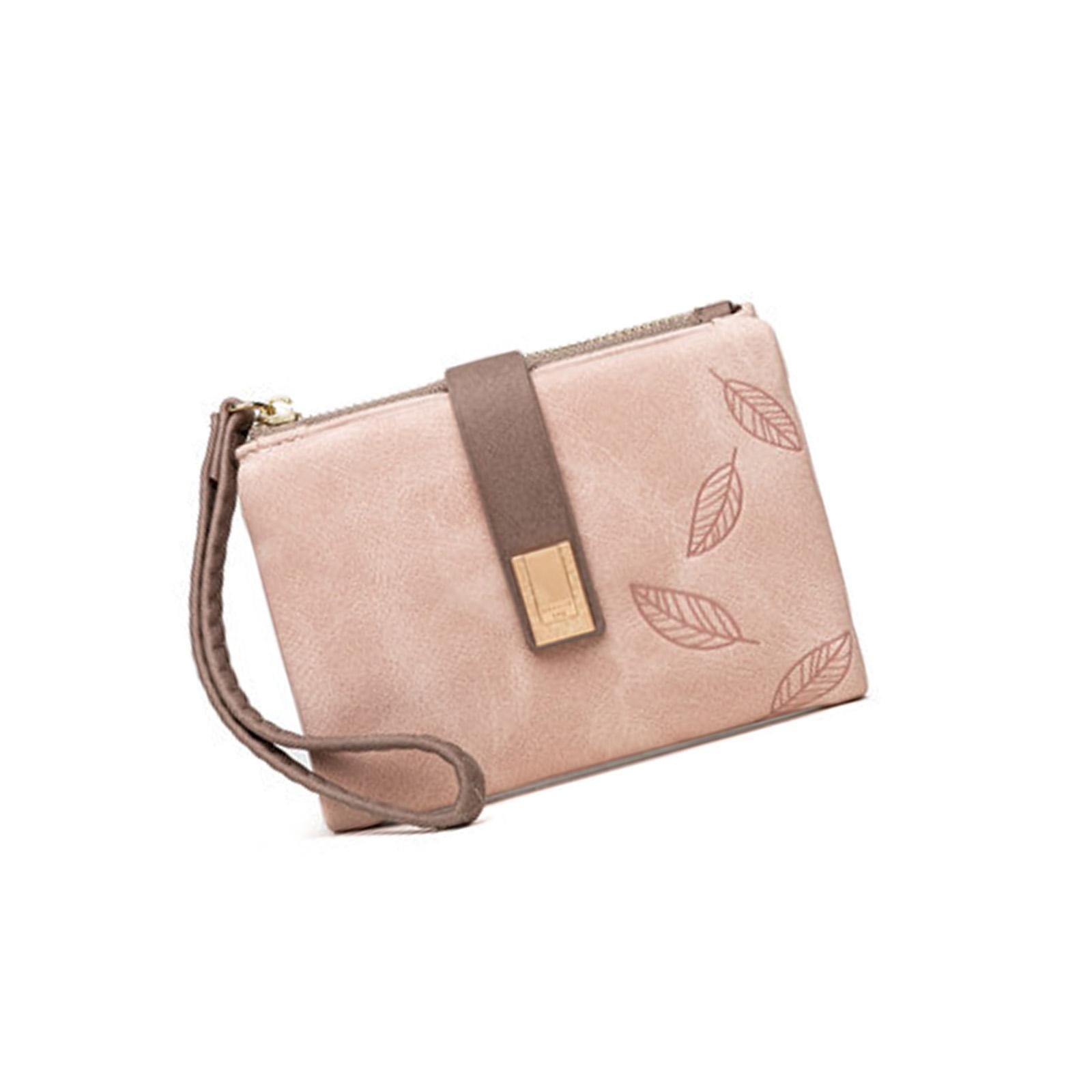 

Женский кошелек-клатч, кошельки-бифолд, кошелек из искусственной кожи, тонкий короткий кошелек, маленькая сумка-бифолд для наличных и карт, компактный кошелек розовый