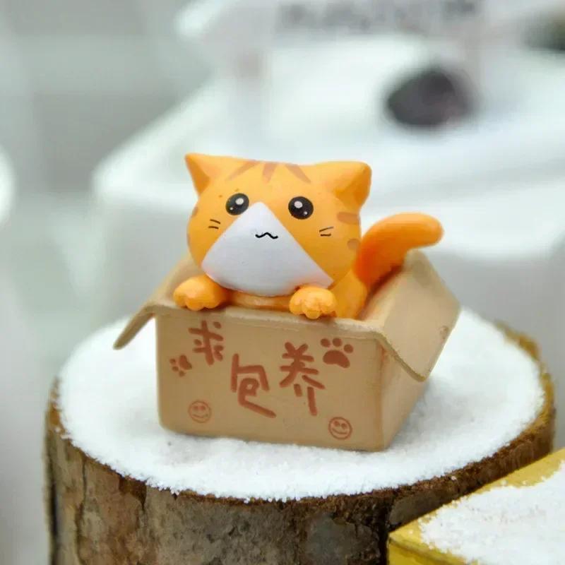 4 buc Mini ornament de pisică Statuie de pisicuță de grădină Cadou pentru copii Copii Camera de bebeluș Jucărie Kawaii drăguță Figurine în miniatură Decorarea casei