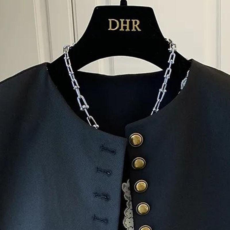 Damen Spitzen Patchwork Weste Koreanische O-Ausschnitt Lässige Ärmellose Jacken 2025 Damen Lockerer Weste Vintage Chic Oberteile Damenbekleidung