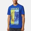 Versace SS23 Holiday T Shirts Men's Blue Crew Neck Moderate Straight Fit 1008491-1A06070-1UE30