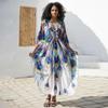 Strand Kaftan Kleider Damen Handgefertigt Gewebte Dekoration Cover Ups für Badebekleidung Schmetterling Bedruckte Maxi Robe Heißer Verkauf