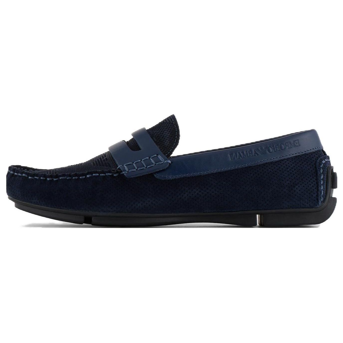 Emporio Armani Suede Comfortable Slip-On Loafers Men sneakers Navy-Blue X4B146XN784M785 42