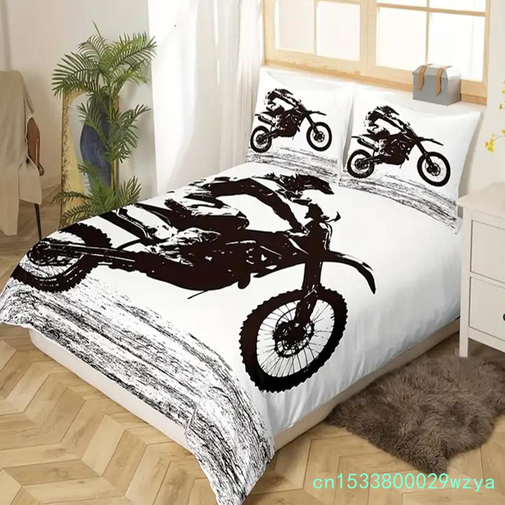 3D Print Motocross Bedding Set For Boys Adults Men Off-road Race Motorcycle Duvet Cover Bed Cover Home Polyester Quilt Cover