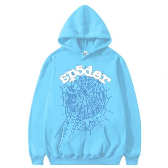 Fashion trend foam sp5der spider web print loose hooded sweater couple jumper hoodie