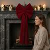 Reusable Event Ornaments Large Burgundy Velvet Bow, Giant Hanging Wall Decor for Indoor Wedding Backdrop, Christmas Tree Topper, Bridal Shower