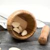 Premium Bamboo Wooden Mortar and Pestle Set Splash-proof Grinding Bowl with Lid  Spice Mixing