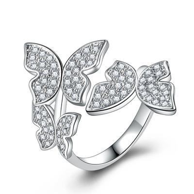 Personalized Fashionable Butterfly Open Ring Butterfly Flying Micro-paved Zircon Animal Ring
