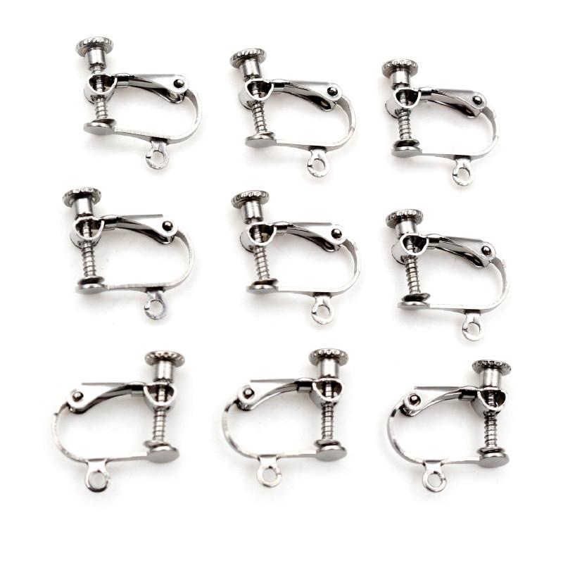 NO Fade 10pcs 15*13mm Stainless Steel Screw Ear Clip Earring Settings Rotate Pads Earring Findings 2026 New Arrival 