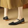 Fashion New Spring/autumn Genuine Leather Women Shoes Square Toe Shoes for Women Fashion Serpentine Mary Jane Shoes Low Heel Women Pumps