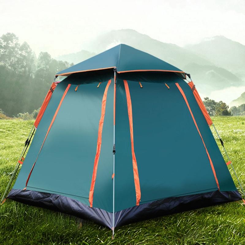 4 Person Family Camping Automatic Tent Large Space Tents Automatic Opening Waterproof Four Sides Breathable Outdoor Hiking Tent 215*215*142cm