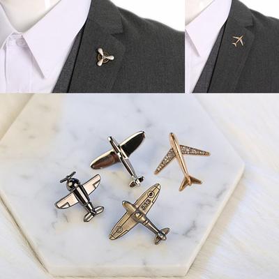 Men Needle Accessories Airplane Brooch Pin Metal Aircraft Lapel Pins and Brooches High-grade