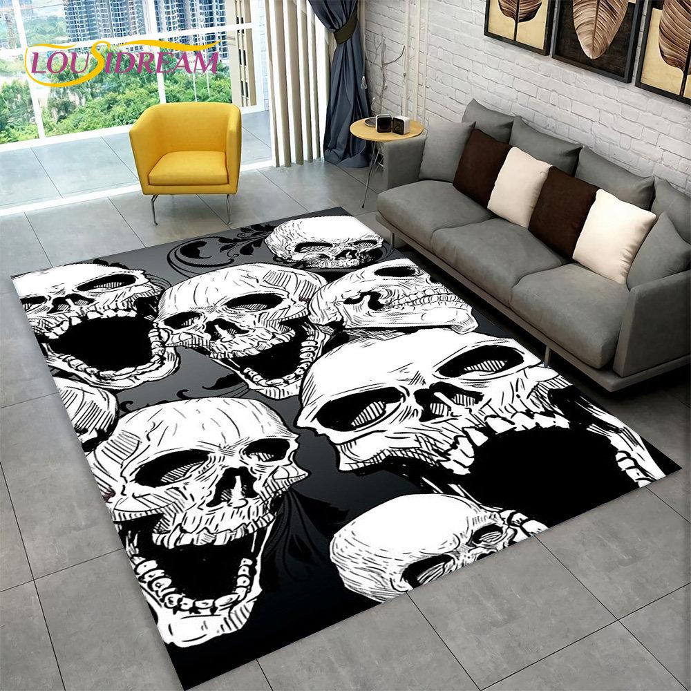 Dywan z motywem czaszki gotycki czarownicy, dywanik do salonu, sypialni, sofy, pokoju zabaw, wycieraczka, dekoracja, antypoślizgowa mata podłogowa