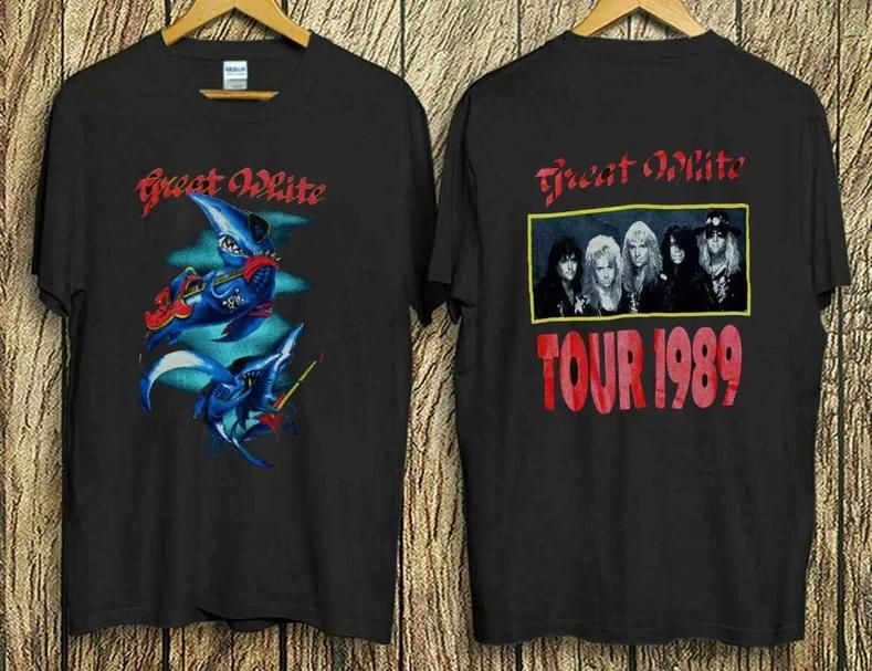 1989 Great White Tour Concert Vintage T Shirt, Hard rock band t shirt L