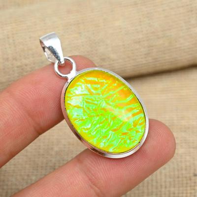 Yellow Australian Triplet Opal Gemstone 925 Sterling Silver Handmade Pendant Jewelry