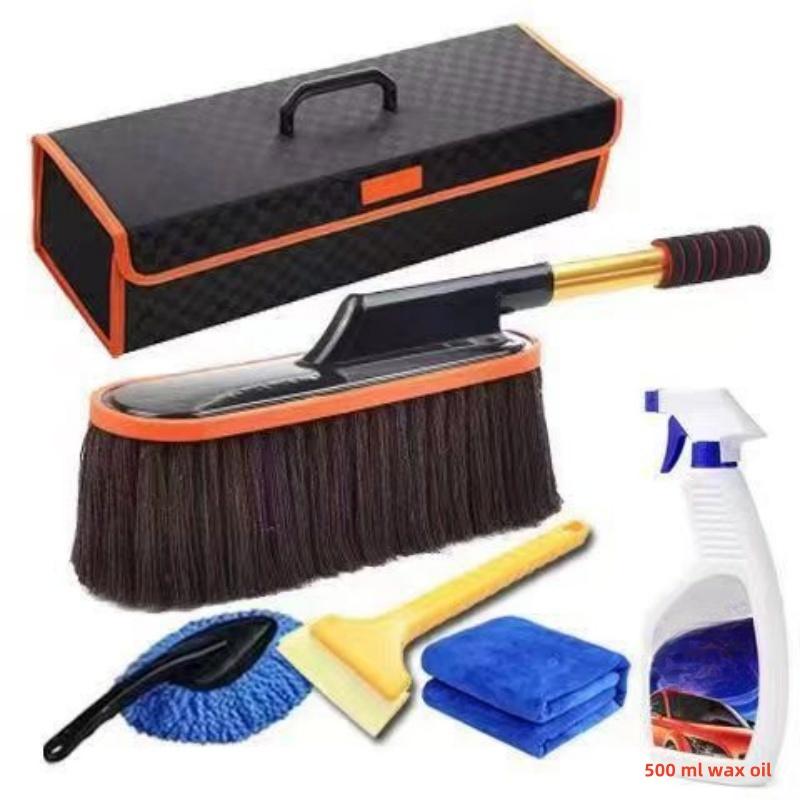 For Retractable Car Cotton Wax Brush Scrubbing Mop Dust Sweeping Dust Wax Mop Car Wash Tool Set