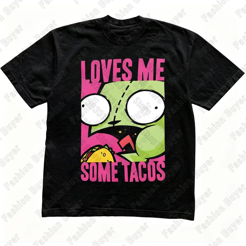 Summer Vintage Invader Zim Cartoon Print Short Sleeve TShirt Retro Graphic Tee S Nostalgia Streetwear YK Tee Top Unisex Women