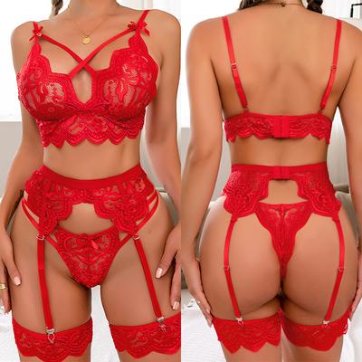 Women Pajamas Set Deep V-Neck Tops and Shorts Garters Pajama Suit Ladies Sling Nightwear Sexy Lingerie Babydoll Sexy