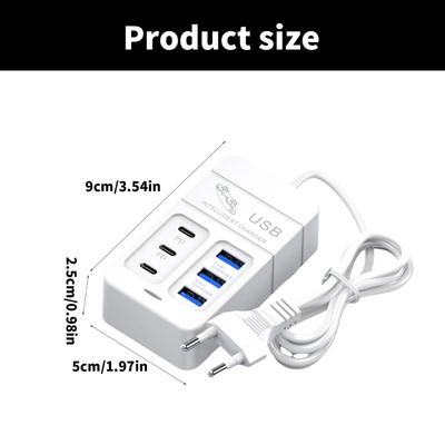 35W 6-port Charger USB & Type C Charging Power Board Fast Wall Charging Adapter Plug Optional for Phones Laptops