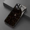 Leopard Print Letter A Pattern Glass Phone Case for iPhone 17 16 16ProMax 15 14 13 12ProMax 11 11Pro Anti-drop protection