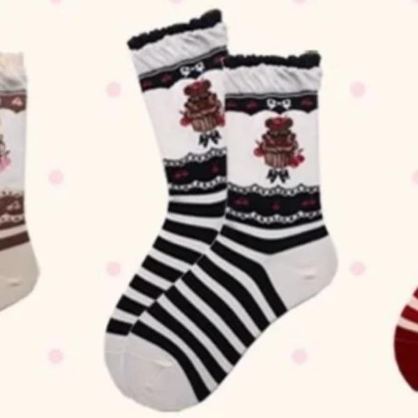 

Японский мультяшный торт с мишкой Чистый хлопок Лолита Гольфы Женские Форменные Гольфы-трубы Гольфы-чулки Весна Осень One Size