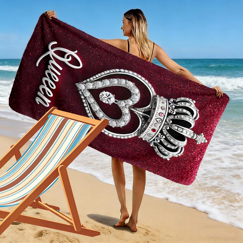 King or Queen Print Beach Towel, Large Soft Quick Dry Towel for Beach Camping Swimming