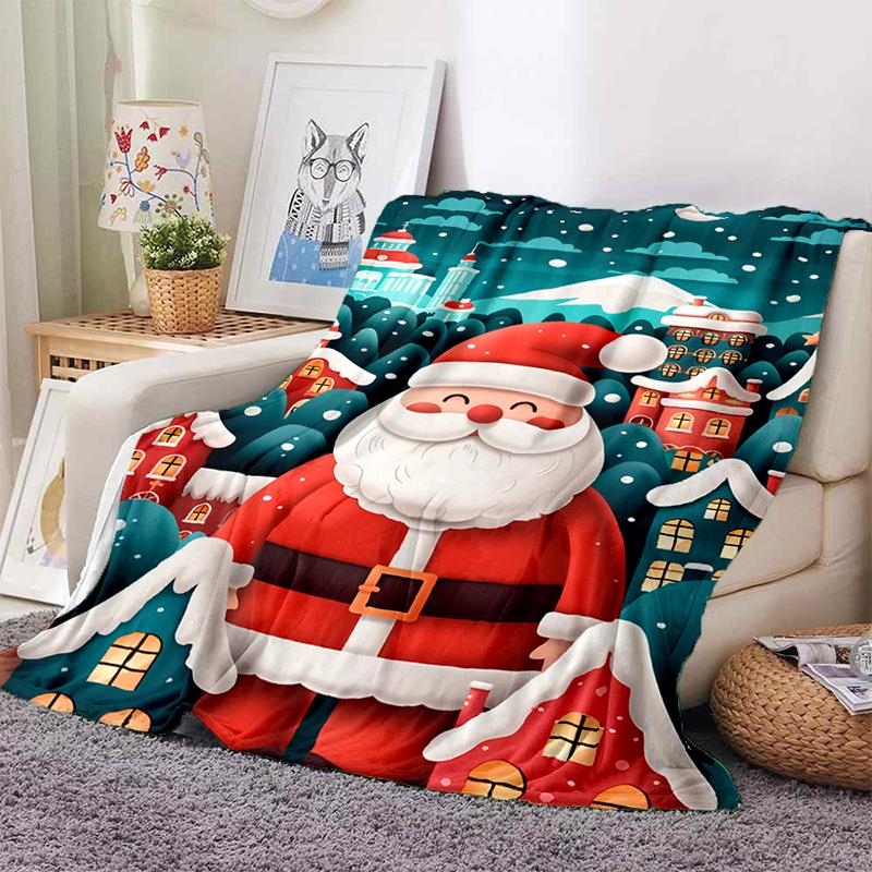 Cartoon Santa Claus Merry Christmas Snowman New Year Gift Soft Flannel Blanket for Beds Bedroom Sofa,Throw Blanket for Cover