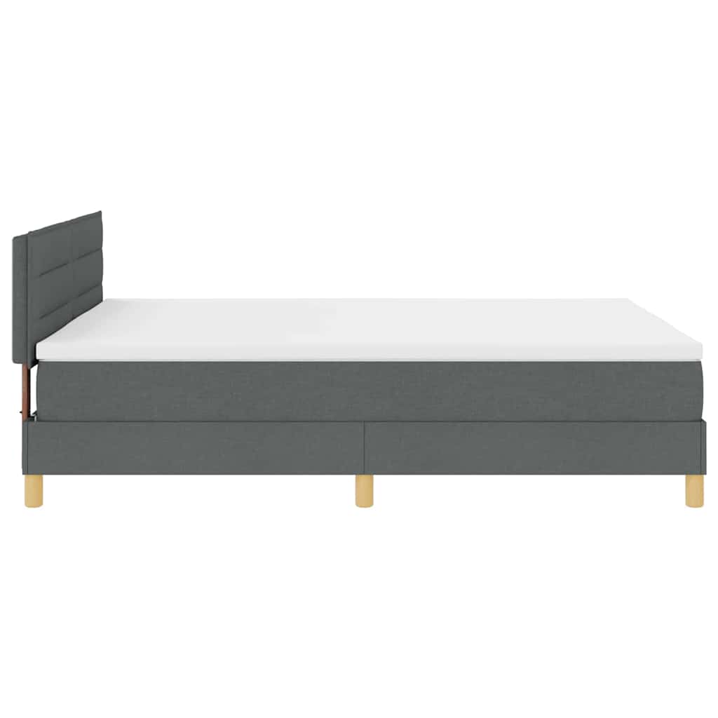 LED Box Spring Bed with Headboard Dark Grey 140 x 190 cm Fabric