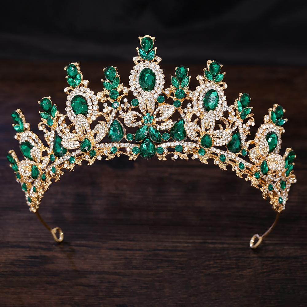 Baroque Luxury Water Drop Crystal Flower Bridal Tiaras Crown Rhinestone Pageant Diadem Bride Headpieces Wedding Hair Accessories