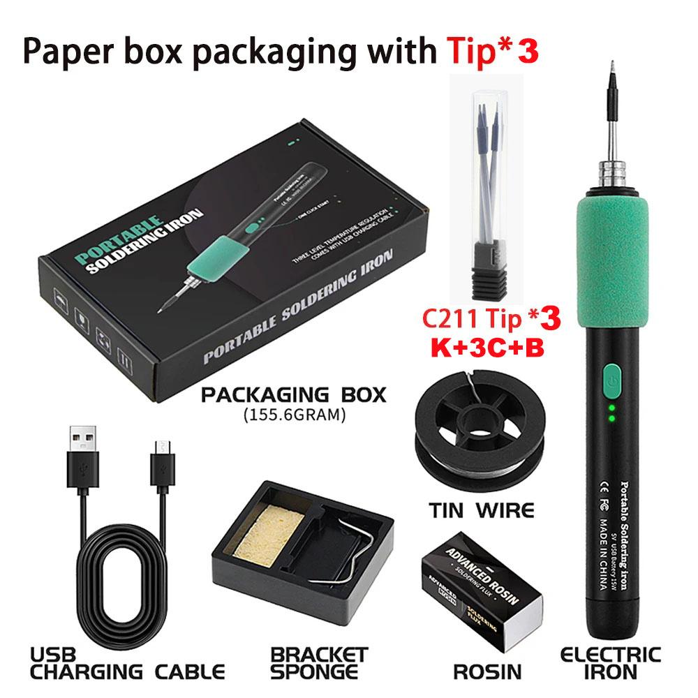 C211 Wireless Soldering Iron Portable 5V 15W built-in battery with Three-Level Temperature Control Wireless Mini Soldering Tool