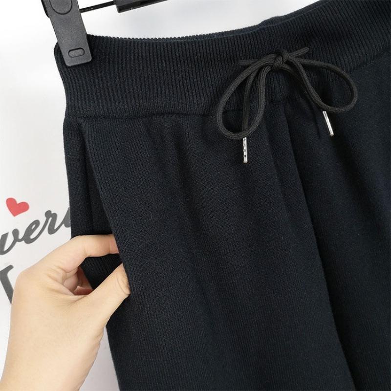 Korean High-Waist Knit Harem Pants for Women