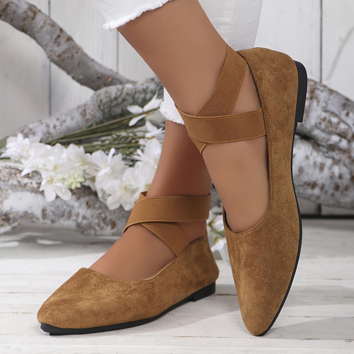 Женские модные туфли-балетки с перекрестными ремешками и мягкой подошвой верх из дышащей ткани острый носок слипоны всесезонные повседневная обувьТуфли-слипоны 36 темно-коричневого 1539₽