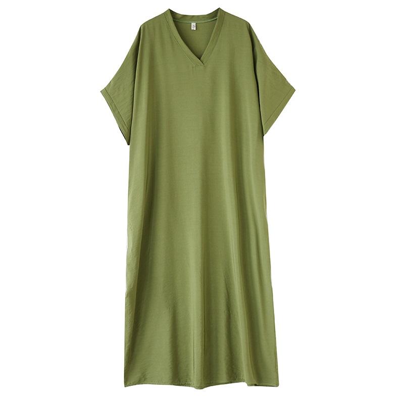 Short Sleeve Plus Size Cotton Vintage New In Dresses for Women Casual Loose Maxi Long Summer Dress