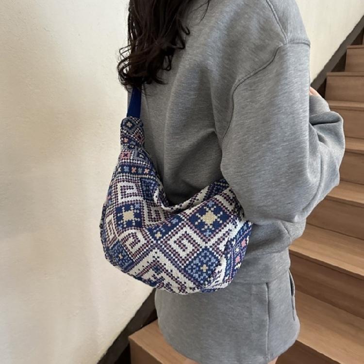 Ethnic Canvas Dumpling Bag for Daily Outings Crossbody Bags Shoulder Handbag