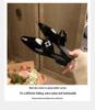 Grape Mom French Square Toe Diamond Buckle Low Heel Pointed Toe Mule Slippers for Women