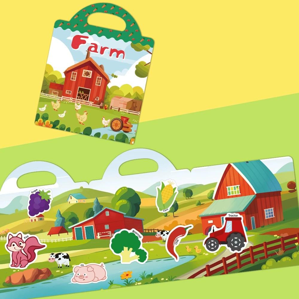 Portable Jelly Sticker Books Cognitive Game Toys Animal DIY Puzzle for Children Kids Quiet Book Montessori Early Education Gifts